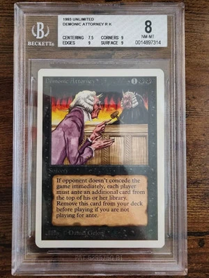 MTG Demonic Attorney ⭐UNLIMITED Edition ⭐BGS GRADED 8.0 with 3x 9.0!⭐ 1993 Magic - Image 1 of 4