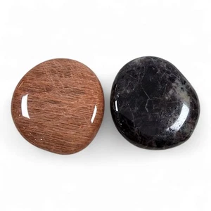 Peach and Black Moonstone Crystal Polished Smooth Stones Madagascar 34.1 grams - Picture 1 of 1