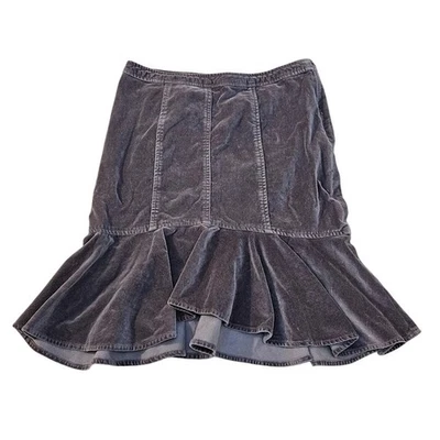 Garnet Hill Skirt Women Size 6 Gray Flounce Hem Velvet Look Cotton Peplum Retro - Image 1 of 4
