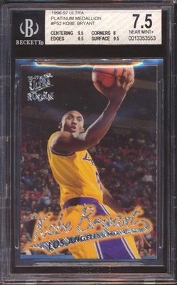 1996 FLEER ULTRA KOBE BRYANT MEDALHÃO DE PLATINA #P52 ROOKIE BGS 7.5! - Imagem 1 de 2