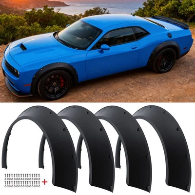 Kit de 4 arcos de rueda de carrocería extra ancha para Dodge Challenger 4" guardabarros llamaradas Foto 1 de 4