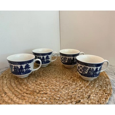 Johnson Bro. de colección Juego de 4 tazas de té de porcelana Blue Willow Ironstone (sin platillos)  Foto 1 de 4