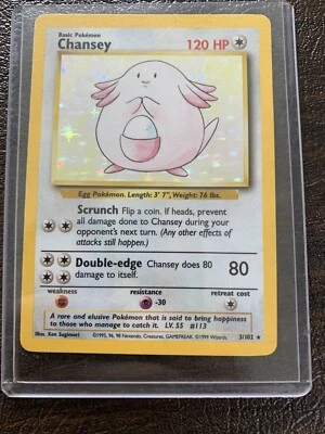 Chansey 3/102 Base Set Holo Rare Unlimited Pokemon Card - Image 1 of 4
