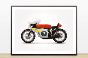 Honda RC166 GP Racer motorcycle illustration poster, print 18 x 24 inches - Picture 1 of 2