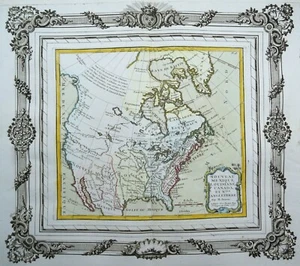 North America, US, Canada... map by Desnos / Brion, 1766, Nouveau Mexique... - Picture 1 of 8