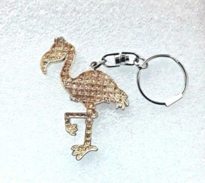 Flamingo Rhinestone and Metal Keychain Purse Bag Charm  - Imagen 1 de 4