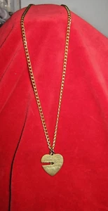 Vintage Gold tone Metal Heart and Key Necklace " God hold's the key to my heart" - Picture 1 of 6
