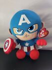 TY Beanie Baby 6" CAPTAIN AMERICA Marvel Plush Animal Toy with Ty Heart Tags