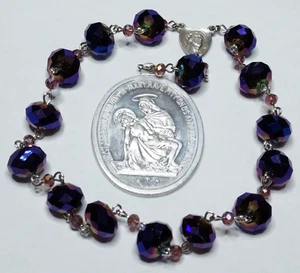 Rosario Católico Estaciones de la Cruz Medalla Piedad Madre Dolorosa - Imagen 1 de 8