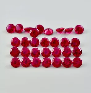 100 Pcs Natural Mozambique Blood Red Ruby Round Cut Loose Gemstone GIT Certified - Picture 1 of 8