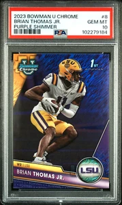 PSA 10 Brian Thomas Jr. Purple Shimmer #8 2023 1st Bowman U Chrome LSU Tigers - Imagen 1 de 2
