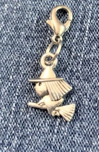 Witch on Broom Cute Halloween Charm Bookmark Cross Stitch Scrapbooking Bracelet - Picture 1 of 4