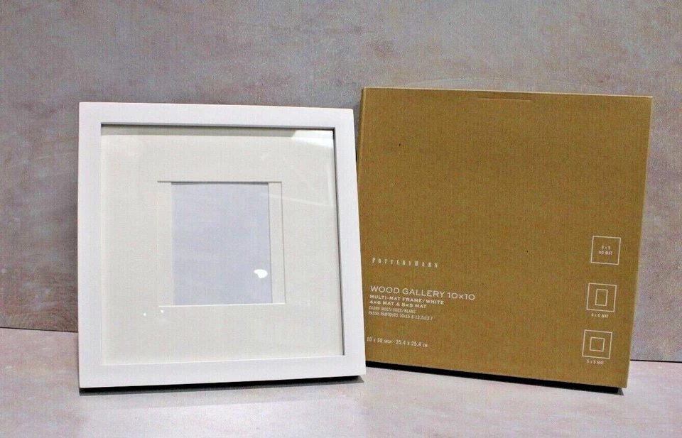 Marco de galería de madera, 10"x10" en general (4"x6", apertura de 5"x5") - blanco Foto 1 de 1