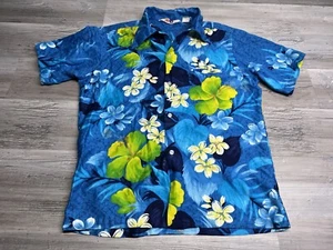 Vintage Sears Hawaiian Shirt Mens Size M 70s 80s Floral Aloha Camp Beach Pocket - Picture 1 of 7