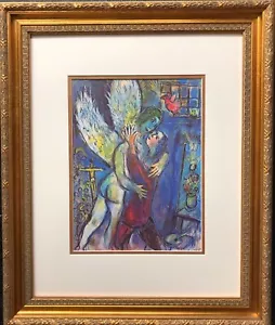 Marc Chagall "Lutte de Jacob" (Lucha Jacob con Ángel) ARTE RELIGIOSO ENMARCADO - Imagen 1 de 3