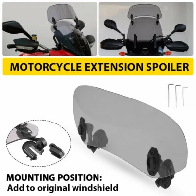 Motorcycle Windshield Wind Screen Deflector Extension Spoiler Clip On - Image 1 of 4