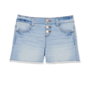 Wonder Nation Girls SIZE L (10-12) Button Fly Denim Shorts, Color Light Wash NEW - Picture 1 of 11