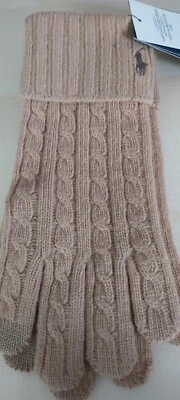 NUEVO ETIQUETADO RALPH LAUREN 1 talla para todos POLO cable tejido guantes lana marrón rpp£79 Foto 1 de 4
