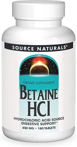 Source Naturals Betaine HCl 650mg 180 Tablets, Digestive Support, Gut Health - Picture 1 of 5