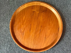 Formed Teak Wood Serving Tray 14” Round Japan Maison Saito - Picture 1 of 2