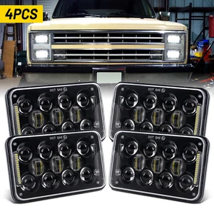 4PCS DOT 4x6" LED Headlights DRL Sealed Beam Black for GMC 3500 2500 1500 Jimmy - Picture 1 of 12