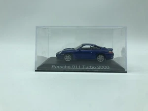 Porsche 911 Turbo Model Car 2000 Blue - Scale 1:43 With Display Case - Picture 1 of 2