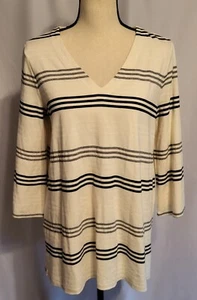 J. JILL Wearever Bluse Oberteil Langarm M Medium gestreift V-Ausschnitt  - Bild 1 von 8