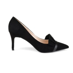 Journee Collection Womens 11 M Black Ruffle Pointed Toe Stiletto Heels NIB GN8 - Picture 1 of 6
