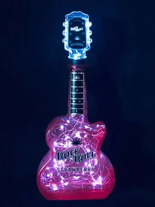 Rock~N~Roll~ *Iluminado~Tequila~*Vidrio Rojo~ Botella Guitarra~*Vacío~Decoración de Bar 14" - Imagen 1 de 6