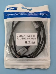 VCE 1M (3.3') USB C to USB A SuperSpeed Cable w/ Pull-Up Resistor USB 3.1 - Gray - Picture 1 of 4