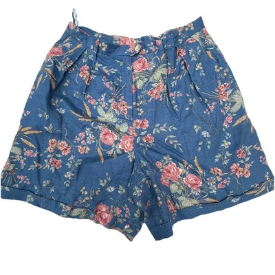 Pantalones Cortos Lauren Ralph Lauren Para Mujer 16 Floral Lino Tiro Alto Cottagecore Foto 1 de 4