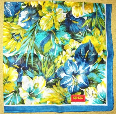 KENZO *Pañuelo tropical hibisco azul 45 cm /NAKAIBO*11 Foto 1 de 4