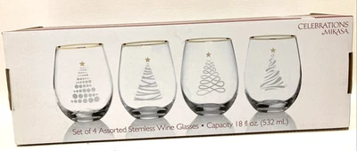 Celebrations by Mikasa Assorted Stemless Wine Glasses Set of 4 - Image 1 of 4