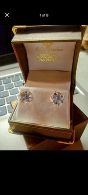 7.02 Carat Moisannite Earrings In 14K WG!  3.51 Carats@Piece!  - Image 1 of 4