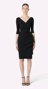 NUEVO CON ETIQUETAS CHIARA BONI LA PETITE ROBE Vestido Florien Imitación Envoltura Negro IT Talla 42 EE. UU. 6 - Imagen 1 de 7
