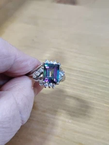 Mystic Topaz 925 Sterling Silver Ring Size 8, 7g - Picture 1 of 11