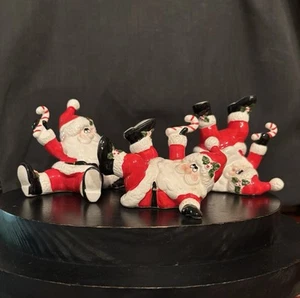 Vtg Fitz and Floyd Omnibus Porcelain 3 pc. Tumbling Santa Christmas Figurine Set - Picture 1 of 10