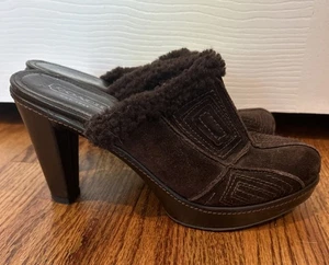Coach Women's Clogs/Mules Aubrey Brown Suede Size 7.5B - Picture 1 of 10