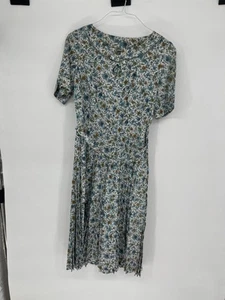 Vintage Midikleid mit Blumenmuster und Schlüsselloch Schleife mit Gürtel Plissee keine Größe - Bild 1 von 4