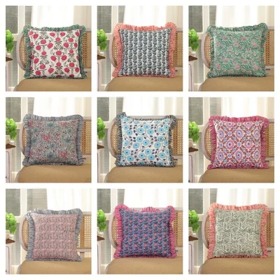 Assorated Lot Cushion Cover Handmade Block Print Cotton Boho Sofa Decor Pillows - Image 1 of 4