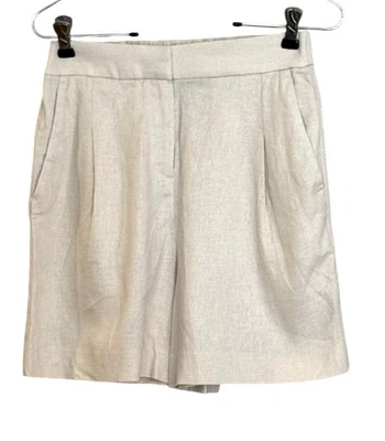 J. Crew Women's Linen Blend Pleated Shorts Cream Size 00 NWT - Image 1 of 4