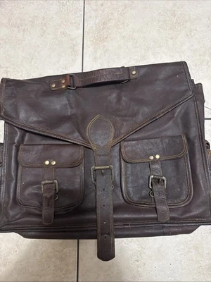 BOLSO DE CUERO ANTIGUO VINTAGE MALETÍN BOLSA DE DOCUMENTOS Foto 1 de 4
