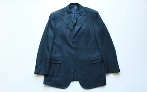 Grauer Leinen Seide weicher 3 Knopf Dual Vent Struktur Sport Mantel Made in Italy Gr. 44 L - Bild 1 von 5