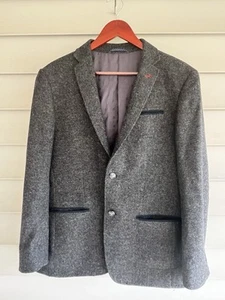Moods of Norway Jacket Blazer Wool Blend Dark Gray Size 50 US 40 Pockets Preppy - Picture 1 of 21