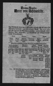 1720 Schönefeldt Stammbaum Ahnentafel family tree Wappen coat of arms - Bild 1 von 1