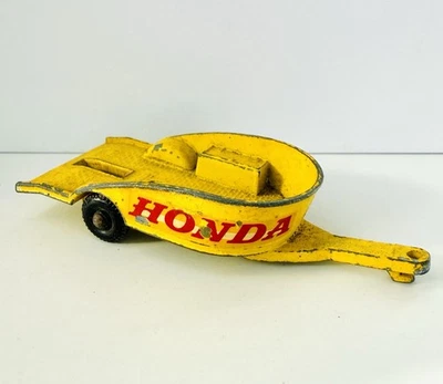 Honda Trailer No. 38 Lesney Matchbox 1968 Old Wheels Motorcycle Hauler Yellow - Image 1 of 4