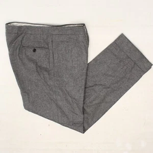 Brooks Brothers Black Fleece Mens Dress Pants 37x29 Heather Gray Flannel Trouser - Picture 1 of 10