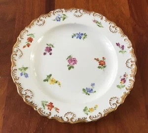 Alter (vor 1924) Porzellan Teller Meissen Streublümchen Goldrand - 18 cm - Bild 1 von 5