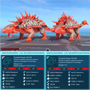 High Stat Deadpool Ankylosaurus Mating Pair - 1250 MELEE Anky - Ark Ascended PVE - Picture 1 of 3