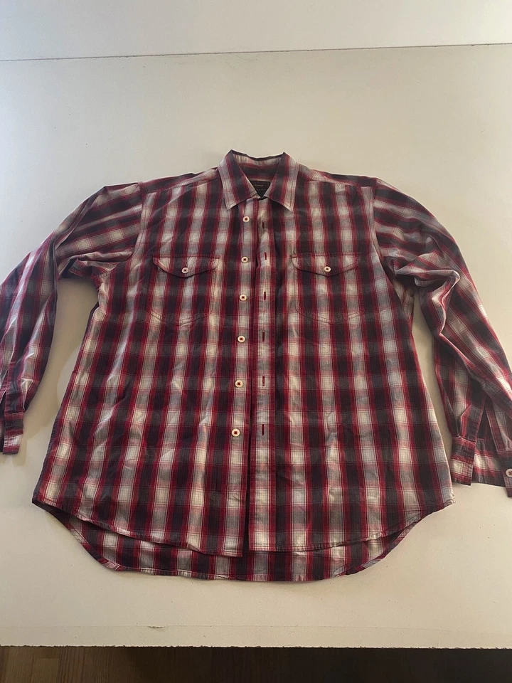 Lucky Brand New Vintage Sanforized Red Plaid LONG SLEEVE SHIRT S 15 x 33/34  - Image 1 of 4